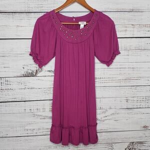 Girls Plum purple Sugar California dress sz 10/12 Bronze accents